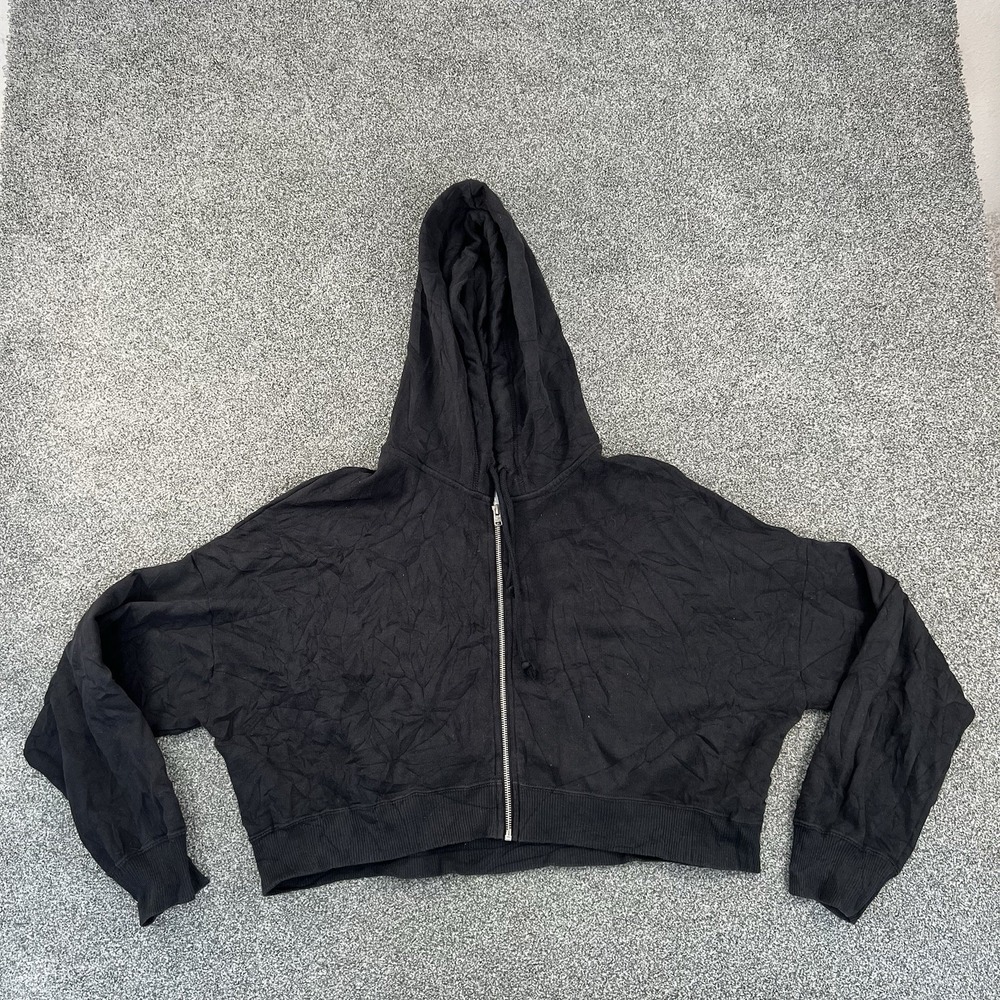 Hollister Mens Large Black Full Zip Hoodie Sweatshirt Basic Casual